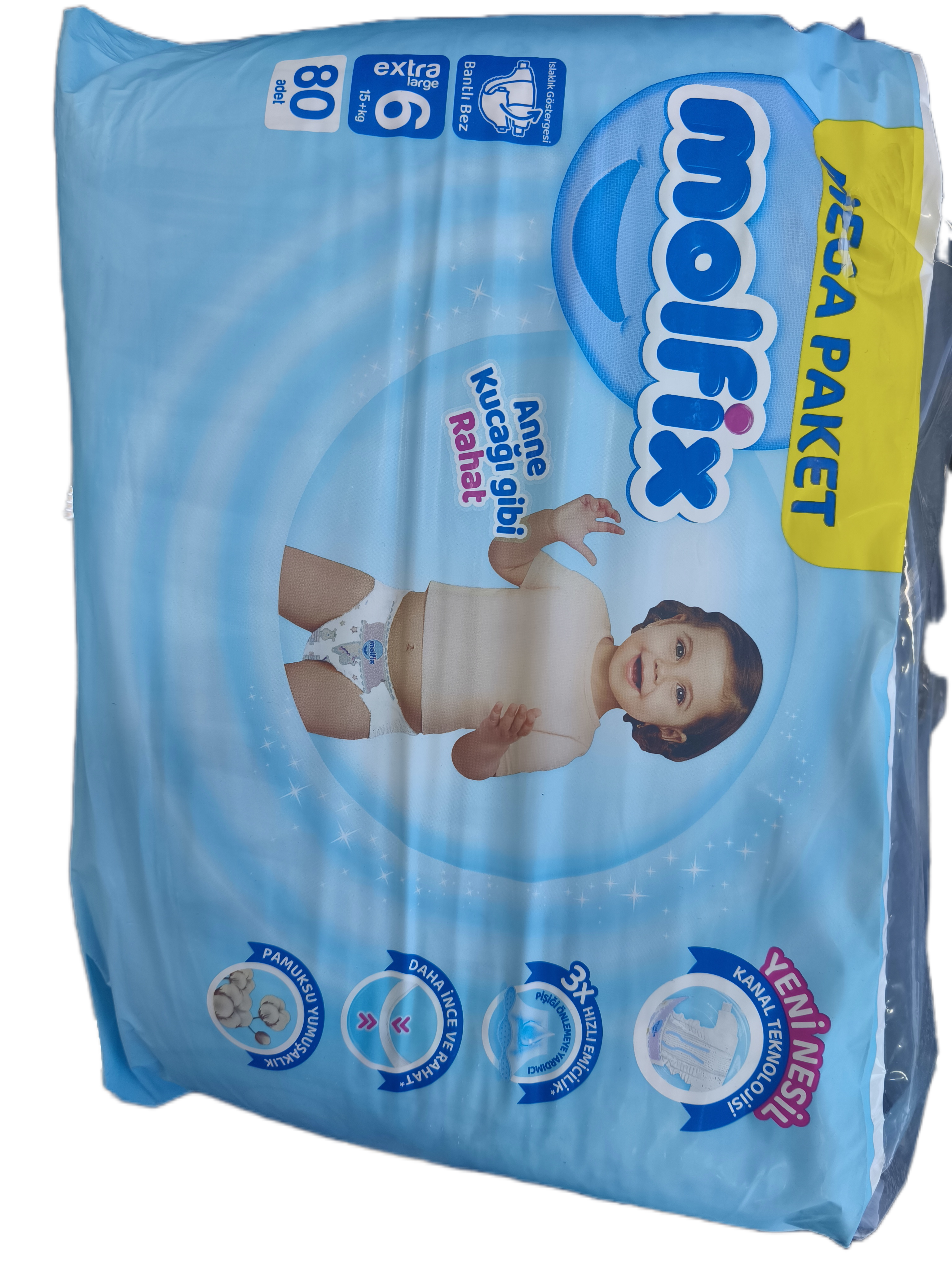پوشک بچه جان به به مدل mega pach سایز 6 بسته 80 عددی
