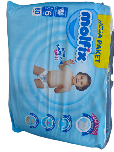 پوشک بچه جان به به مدل mega pach سایز 6 بسته 80 عددی